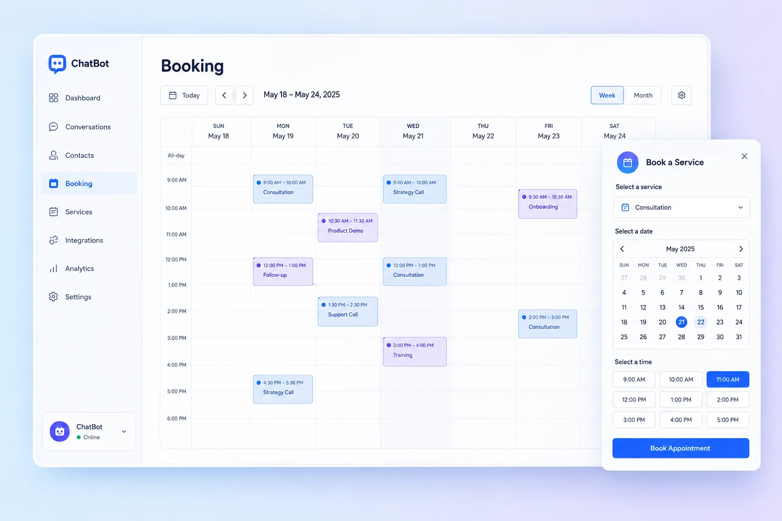 Booking — Una pagina per i tuoi servizi