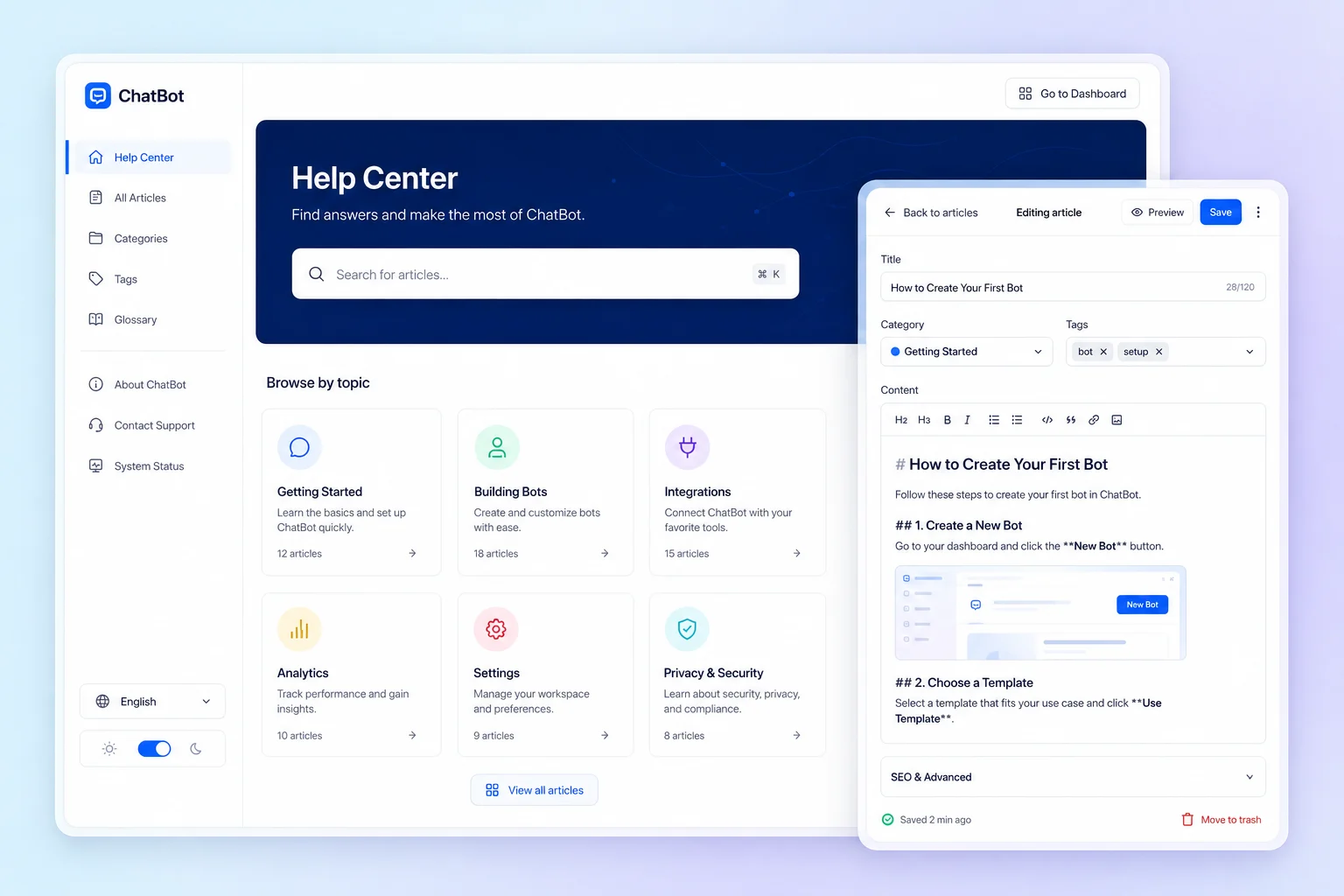 FAQ & Help Center — Una pagina accessibile direttamente