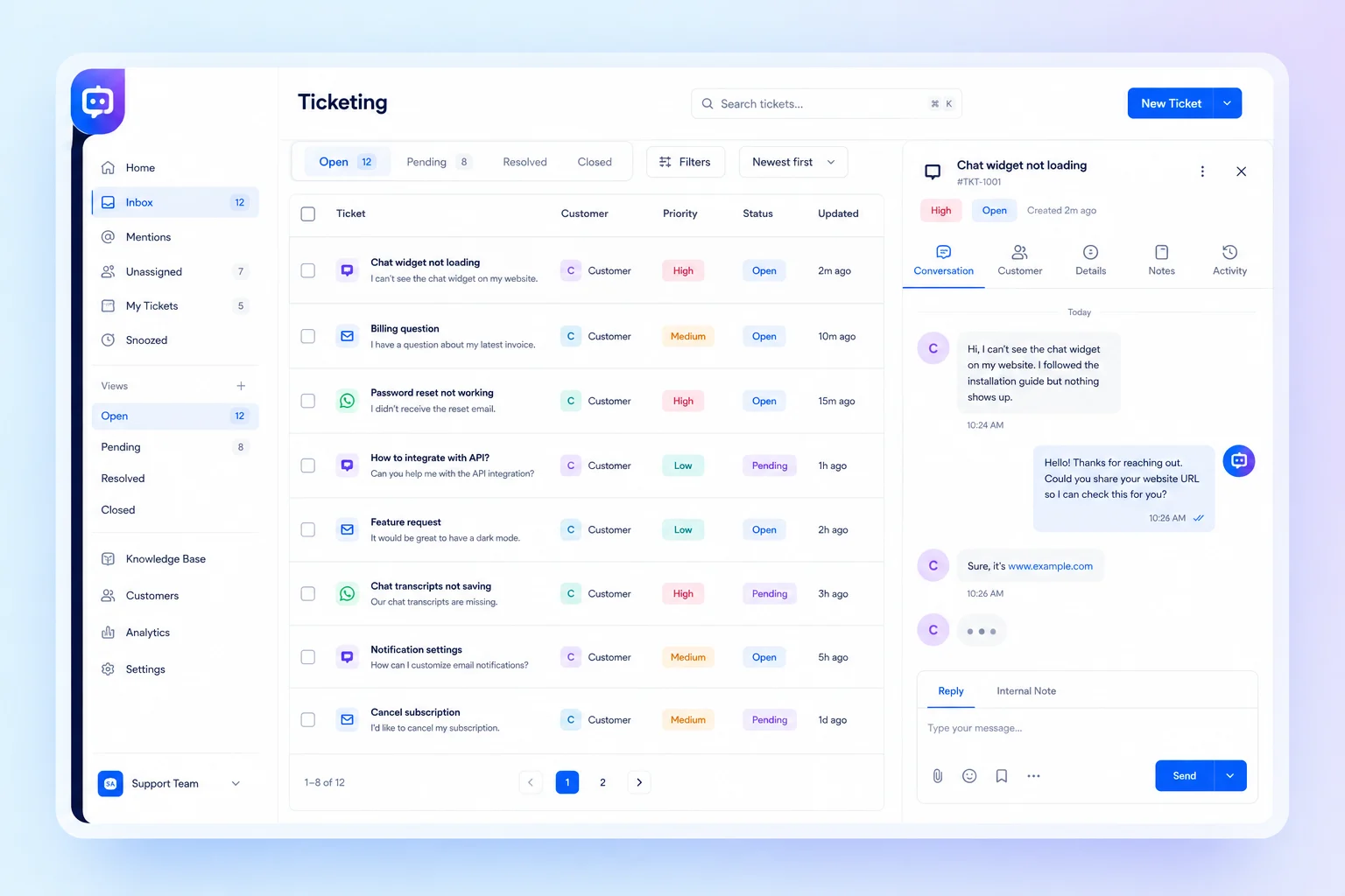 Ticketing — Keep the conversation with the request